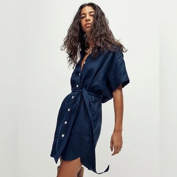 J. Crew Capitaine Linen Shirt Dress - Picture 1 of 7